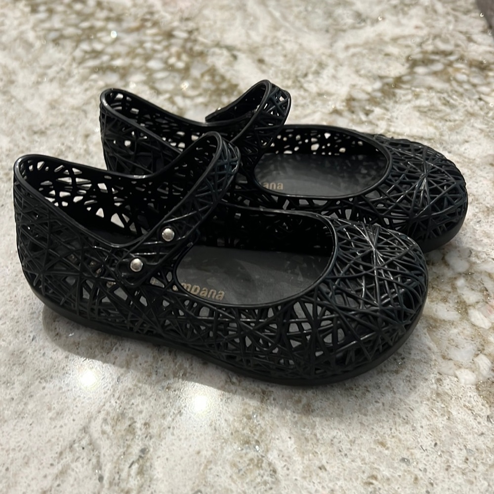 Black Mary Jane Mini Melissa jellies size 8 excellent used condition